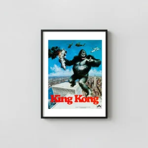King Kong 1976 | Movie Poster | Iconic WTC Battle Scene Film Horror Movies Posters xe2x80x93 Portrait Frame Wall Art Mockup | MerchFuse