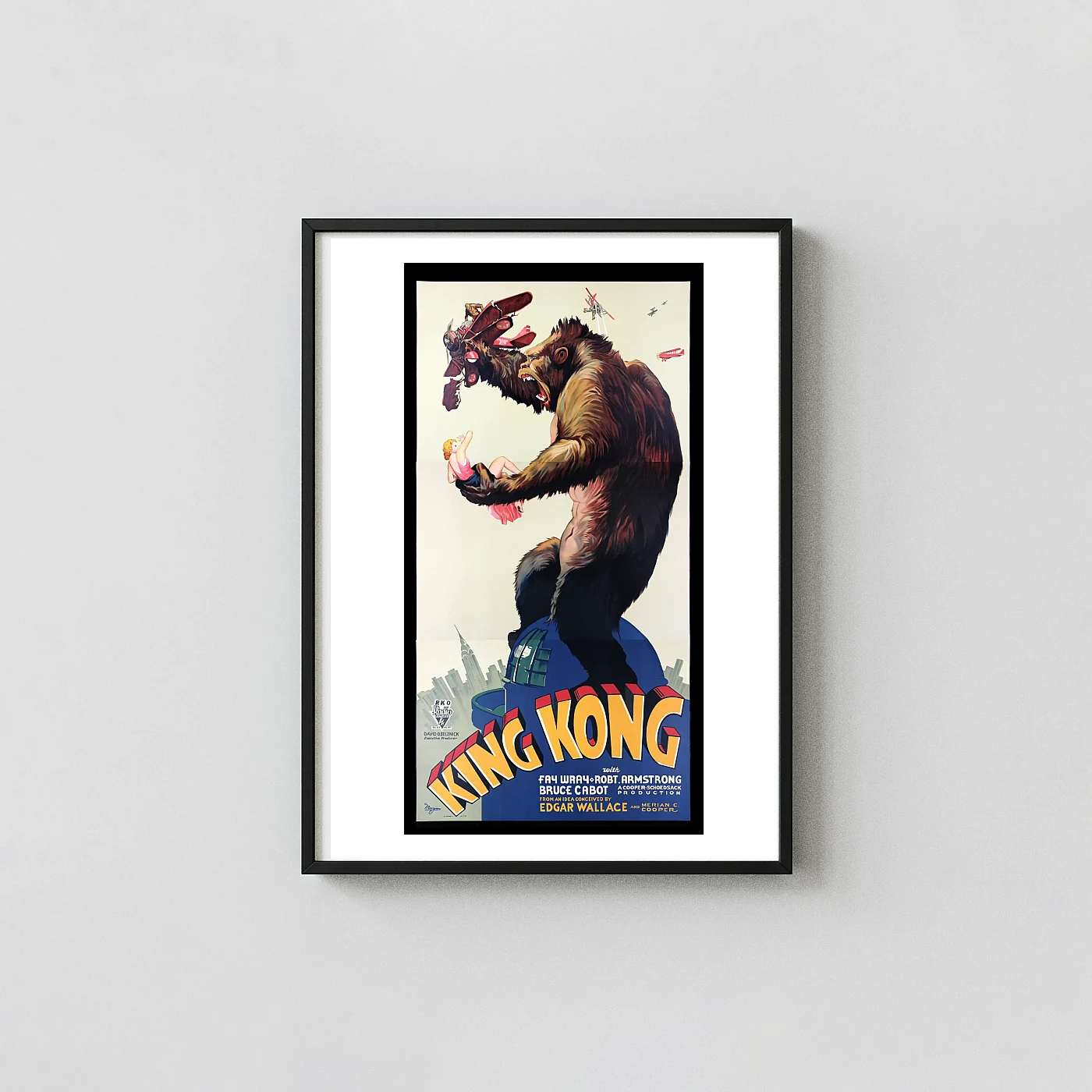 King Kong (1933) Movie Poster Iconic Biplane Attack - movie poster wall art print