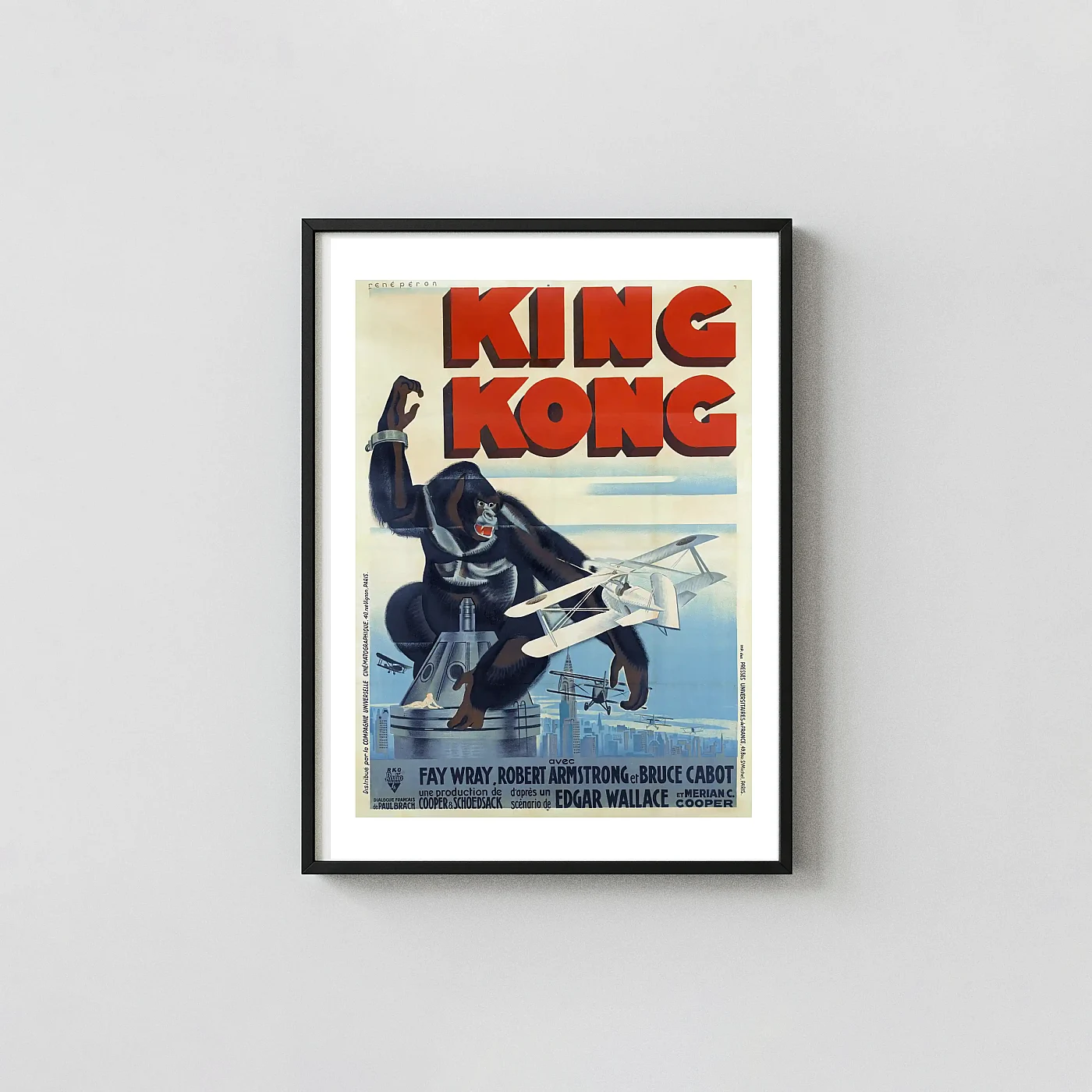 King Kong (1933) Movie Poster Vintage French Illustrated - movie poster wall art print