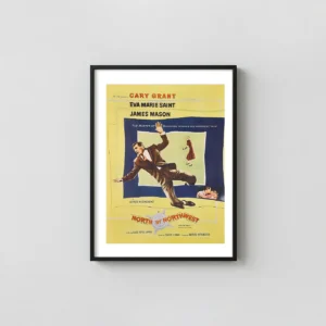 North by Northwest | Movie Poster | Classic Cary Grant Movie Posters xe2x80x93 Portrait Frame Wall Art Mockup | MerchFuse