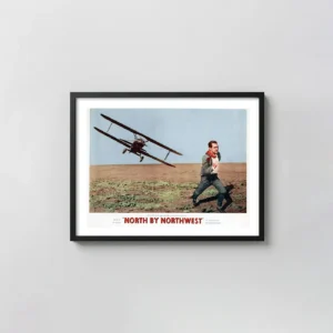 North by Northwest | Movie Poster | Iconic Crop Duster Scene Movie Posters xe2x80x93 Landscape Frame Wall Art Mockup | MerchFuse