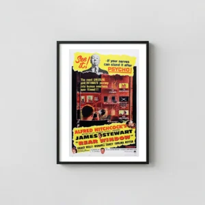 Rear Window | Movie Poster | Alfred Hitchcock Vintage Wall Movie Posters xe2x80x93 Portrait Frame Wall Art Mockup | MerchFuse