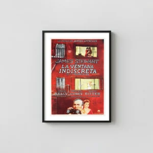 Rear Window (1954) | Vintage Movie Poster | Spanish Release Movie Posters xe2x80x93 Portrait Frame Wall Art Mockup | MerchFuse