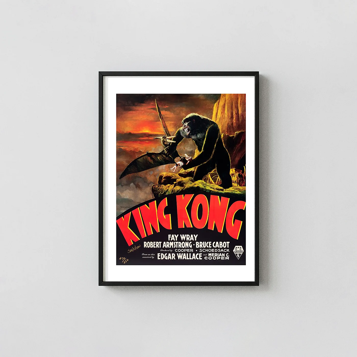 King Kong Movie Poster Sanjulian Vintage Battle - movie poster wall art print