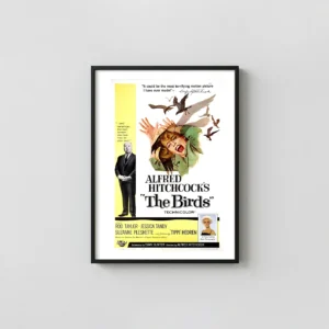 Alfred Hitchcock's The Birds | Classic Horror Movie Poster | Vintage Wall Horror Movies Posters xe2x80x93 Portrait Frame Wall Art Mockup | MerchFuse