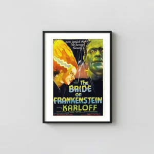 The Bride of Frankenstein | Movie Poster | Universal Horror Classic Art Horror Movies Posters xe2x80x93 Portrait Frame Wall Art Mockup | MerchFuse