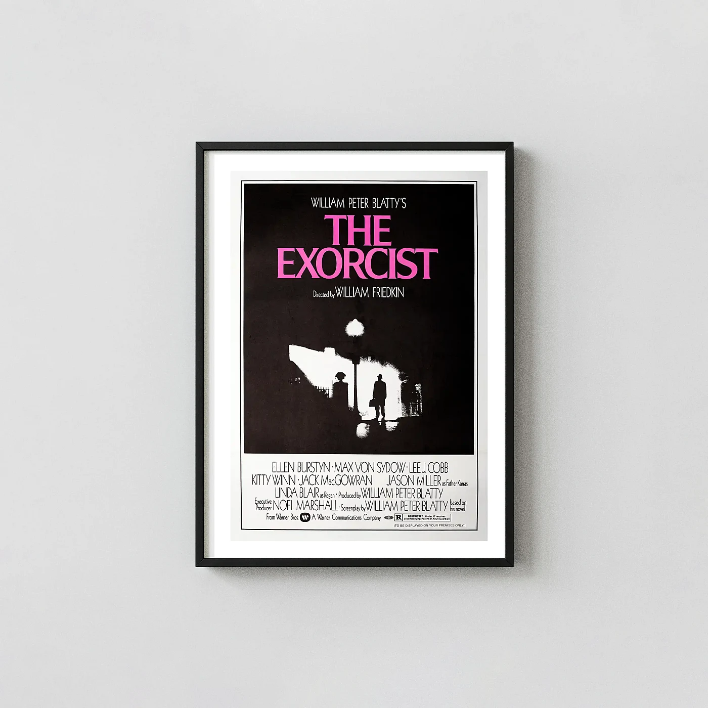 The Exorcist | Movie Poster | Iconic Father Merrin Silhouette Art The Exorcist | Movie Poster | Iconic Father Merrin Silhouette Art Horror Movies Posters Xe2X80X93 Portrait Frame Wall Art Mockup | Merchfuse
