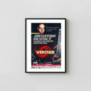 Vertigo (1958) | Classic Movie Poster | Hitchcock Swirl Movie Posters xe2x80x93 Portrait Frame Wall Art Mockup | MerchFuse