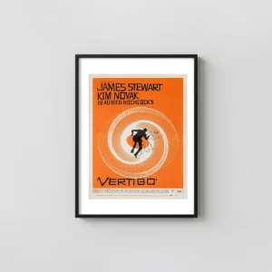 Vertigo | Classic Movie Poster | Saul Bass Swirling Vortex Art Movie Posters xe2x80x93 Portrait Frame Wall Art Mockup | MerchFuse