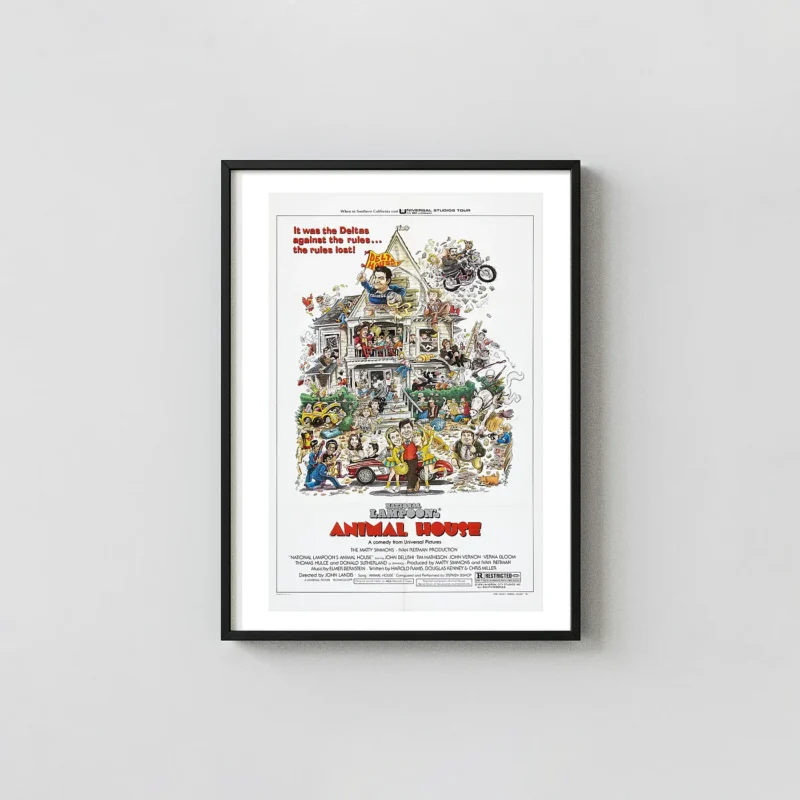 Animal House | Movie Poster | Classic Delta House Chaos Horror Movies Posters xe2x80x93 Portrait Frame Wall Art Mockup | MerchFuse