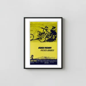 Easy Rider | Movie Poster | Vintage Yellow Chopper Wall Movie Posters xe2x80x93 Portrait Frame Wall Art Mockup | MerchFuse