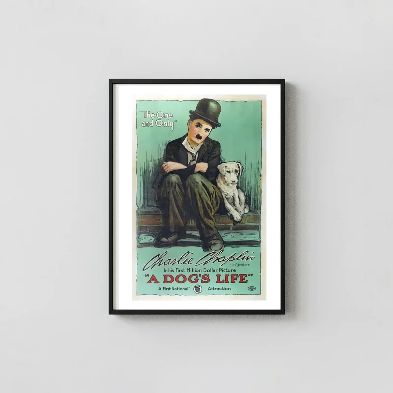 Charlie Chaplin's A Dog's Life | Classic Movie Poster | Vintage Tramp Art Print