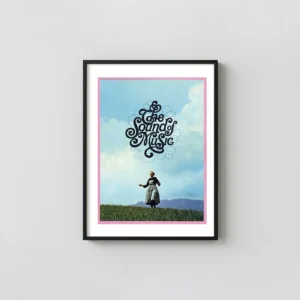 The Sound of Music | Movie Poster | Vintage Swirl Typography Art Movie Posters xe2x80x93 Portrait Frame Wall Art Mockup | MerchFuse