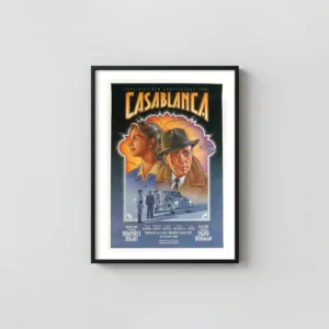 Casablanca | Movie Poster | Vintage Rick Blaine & Ilsa Lund Movie Posters xe2x80x93 Portrait Frame Wall Art Mockup | MerchFuse