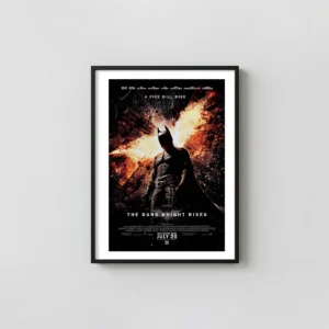 The Dark Knight Rises | Movie Poster | Batman Fire Will Rise Official Art Action & Adventure Movie Posters xe2x80x93 Portrait Frame Wall Art Mockup | MerchFuse