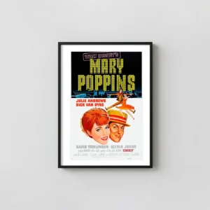 Mary Poppins | Disney Movie Poster | 1964 Vintage One-Sheet Animation and Anime Posters xe2x80x93 Portrait Frame Wall Art Mockup | MerchFuse