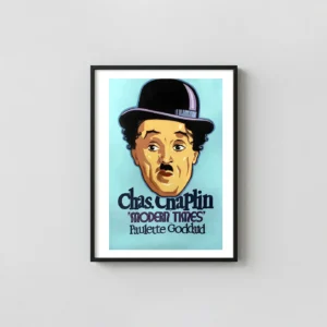 Modern Times | Movie Poster | Charlie Chaplin Tramp Pop Minimalist Movie Poster xe2x80x93 Portrait Frame Wall Art Mockup | MerchFuse