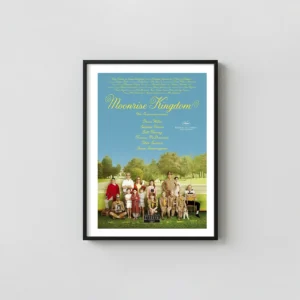 Moonrise Kingdom | Movie Poster | Official Cast Ensemble Wall Movie Posters xe2x80x93 Portrait Frame Wall Art Mockup | MerchFuse