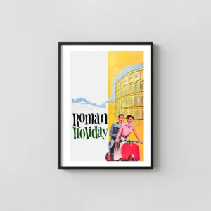 Roman Holiday | Classic Film Poster | Vespa Scooter Scene Movie Posters xe2x80x93 Portrait Frame Wall Art Mockup | MerchFuse