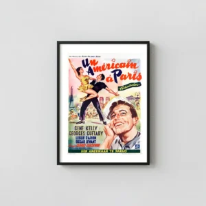 An American in Paris | Vintage Movie Poster | French Movie Posters xe2x80x93 Portrait Frame Wall Art Mockup | MerchFuse
