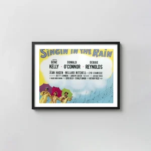 Singin' in the Rain | Movie Poster | Original 1952 Title Card Art Movie Posters xe2x80x93 Landscape Frame Wall Art Mockup | MerchFuse