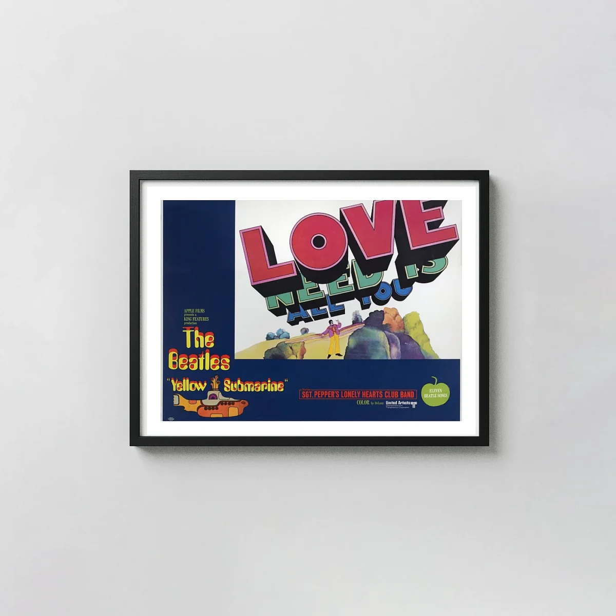 The Beatles Yellow Submarine | Movie Poster | 1968 Psychedelic Love Movie Posters xe2x80x93 Landscape Frame Wall Art Mockup | MerchFuse