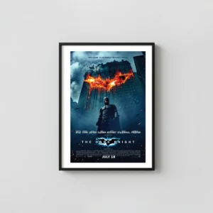 The Dark Knight | Movie Poster | Iconic Batman & Flaming Logo Art Action & Adventure Movie Posters xe2x80x93 Portrait Frame Wall Art Mockup | MerchFuse