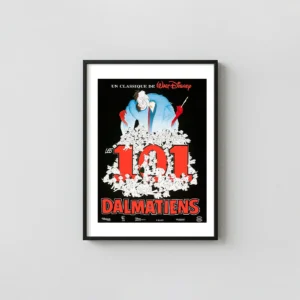 101 Dalmatians | Movie Poster | Cruella De Vil & Puppies Animation and Anime Posters xe2x80x93 Portrait Frame Wall Art Mockup | MerchFuse