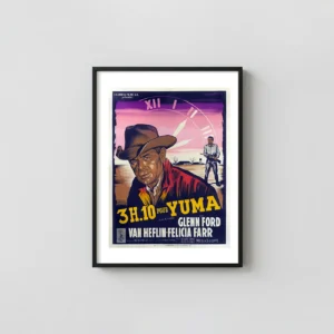 3:10 to Yuma | Vintage Western Movie Poster | Dramatic French Action & Adventure Movie Posters xe2x80x93 Portrait Frame Wall Art Mockup | MerchFuse