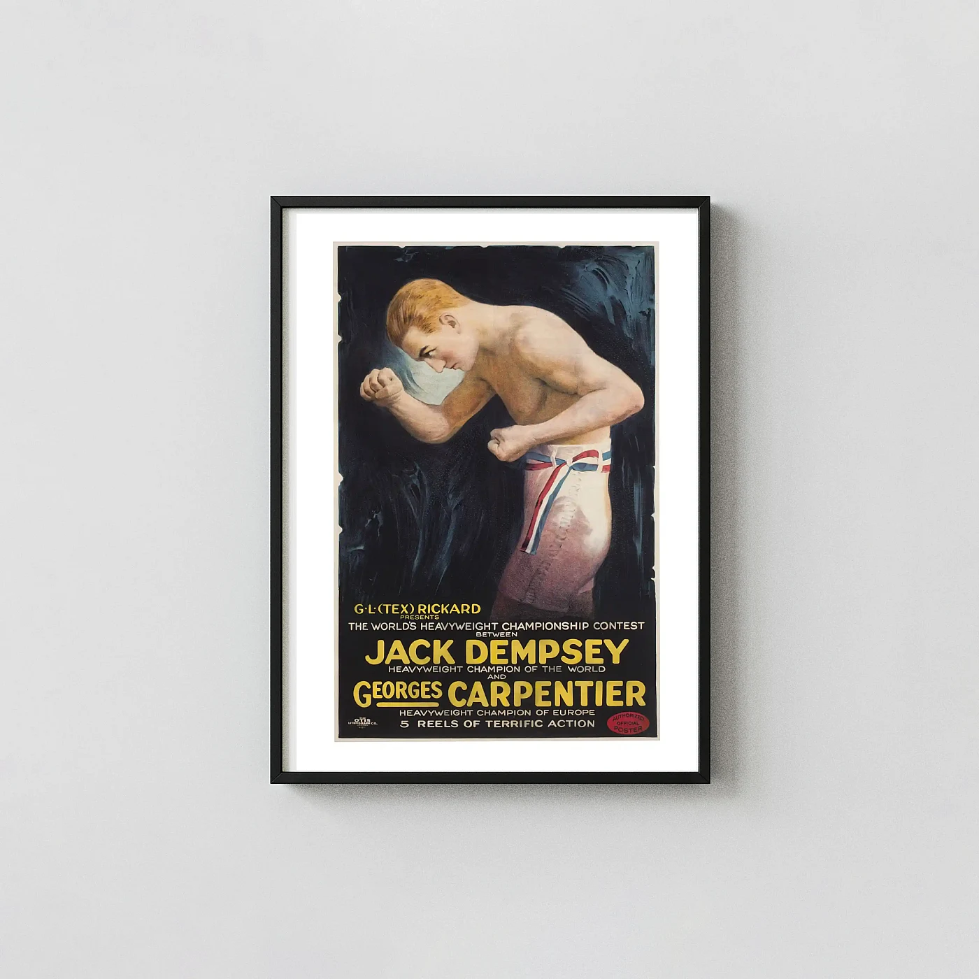 Jack Dempsey vs Carpentier Vintage Boxing Poster 1921 Heavyweight Championship - movie poster wall art print