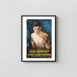 Jack Dempsey vs Carpentier | Boxing Poster | Vintage Heavyweight Movie Posters xe2x80x93 Portrait Frame Wall Art Mockup | MerchFuse