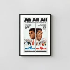 Muhammad Ali | 1975 Documentary Movie Poster | Vintage Split Portrait Art Movie Posters xe2x80x93 Portrait Frame Wall Art Mockup | MerchFuse