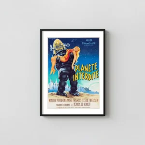 Forbidden Planet | Movie Poster | French Vintage Robby the Robot Art Movie Posters xe2x80x93 Portrait Frame Wall Art Mockup | MerchFuse