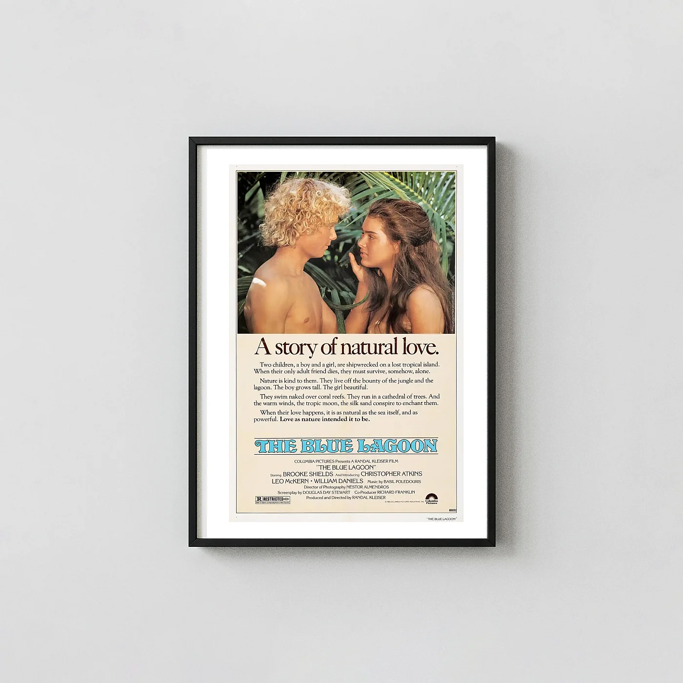The Blue Lagoon | Movie Poster | 80S Tropical Romance Wall Art Print The Blue Lagoon | Movie Poster | 80S Tropical Romance Wall Movie Posters Xe2X80X93 Portrait Frame Wall Art Mockup | Merchfuse