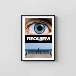 Requiem for a Dream | Movie Poster | Iconic Eye & Pier Scene Wall Movie Posters xe2x80x93 Portrait Frame Wall Art Mockup | MerchFuse