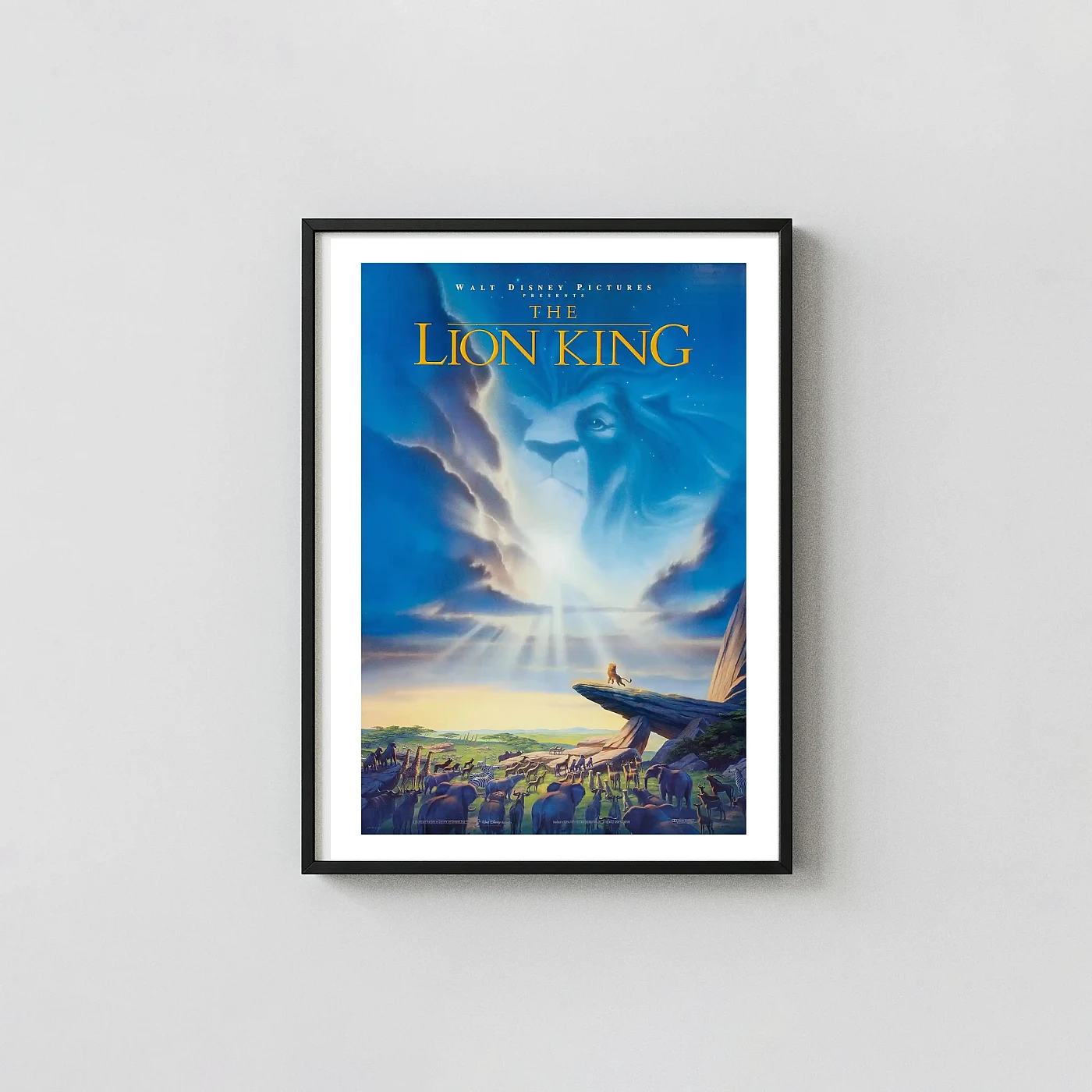 The Lion King | Classic Movie Poster | Mufasa Spirit Pride Rock Art The Lion King | Classic Movie Poster | Mufasa Spirit Pride Rock Art Animation And Anime Posters Xe2X80X93 Portrait Frame Wall Art Mockup | Merchfuse
