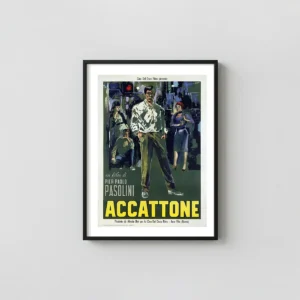 Accattone (1961) | Pasolini Movie Poster | Vintage Italian Film Movie Posters xe2x80x93 Portrait Frame Wall Art Mockup | MerchFuse