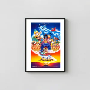 Aladdin | Movie Poster | Original 1992 Disney Classic Animation and Anime Posters xe2x80x93 Portrait Frame Wall Art Mockup | MerchFuse