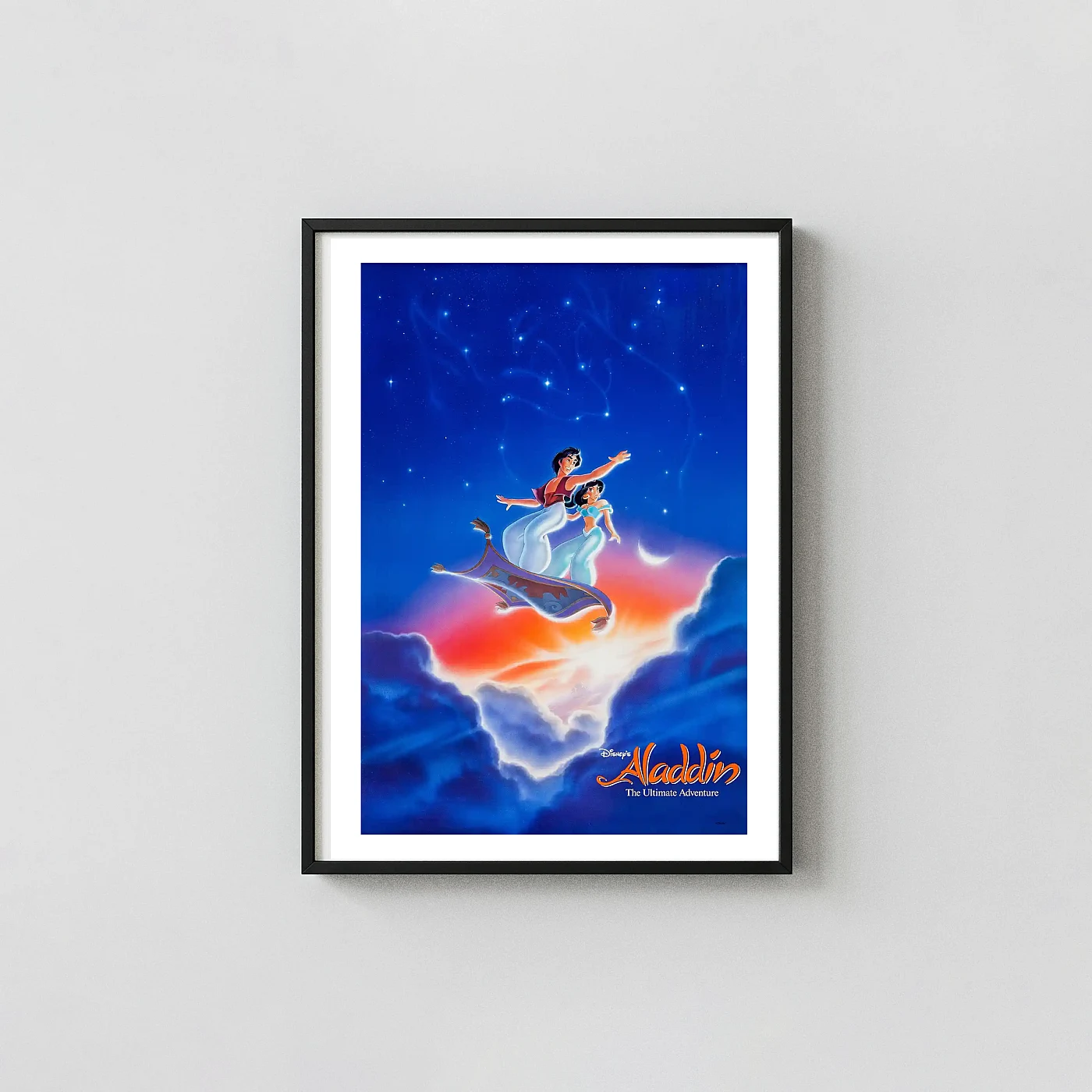 Aladdin (1992) | Movie Poster | Magic Carpet Ride Wall Animation and Anime Posters xe2x80x93 Portrait Frame Wall Art Mockup | MerchFuse