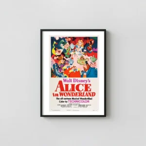 Alice in Wonderland (1951) | Movie Poster | Vintage Disney Tea Party Art Movie Posters xe2x80x93 Portrait Frame Wall Art Mockup | MerchFuse