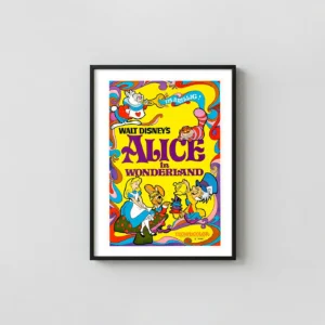 Alice in Wonderland | Movie Poster | 1974 Psychedelic Retro Movie Posters xe2x80x93 Portrait Frame Wall Art Mockup | MerchFuse