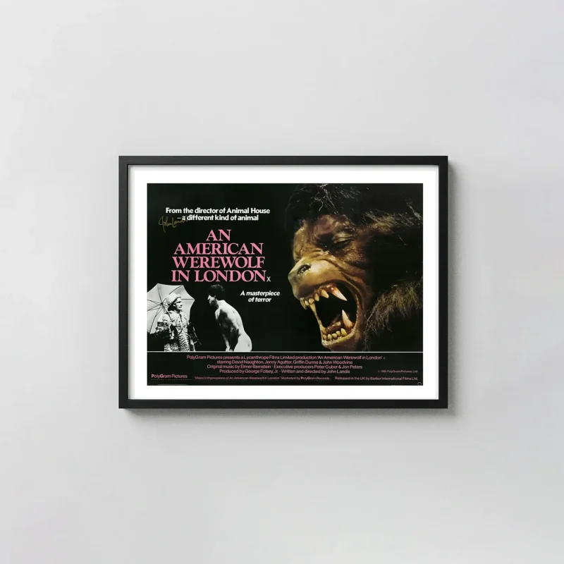 An American Werewolf in London | Horror Movie Poster | Iconic Werewolf Transformation Art Horror Movies Posters xe2x80x93 Landscape Frame Wall Art Mockup | MerchFuse