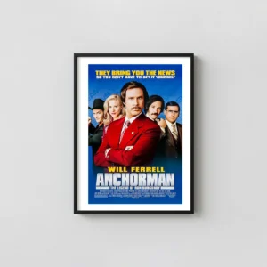 Anchorman: The Legend of Ron Burgundy Poster | Cast Portrait Movie Posters xe2x80x93 Portrait Frame Wall Art Mockup | MerchFuse