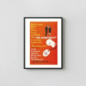 The Apartment | Movie Poster | Vintage Orange Key Visual Movie Posters xe2x80x93 Portrait Frame Wall Art Mockup | MerchFuse