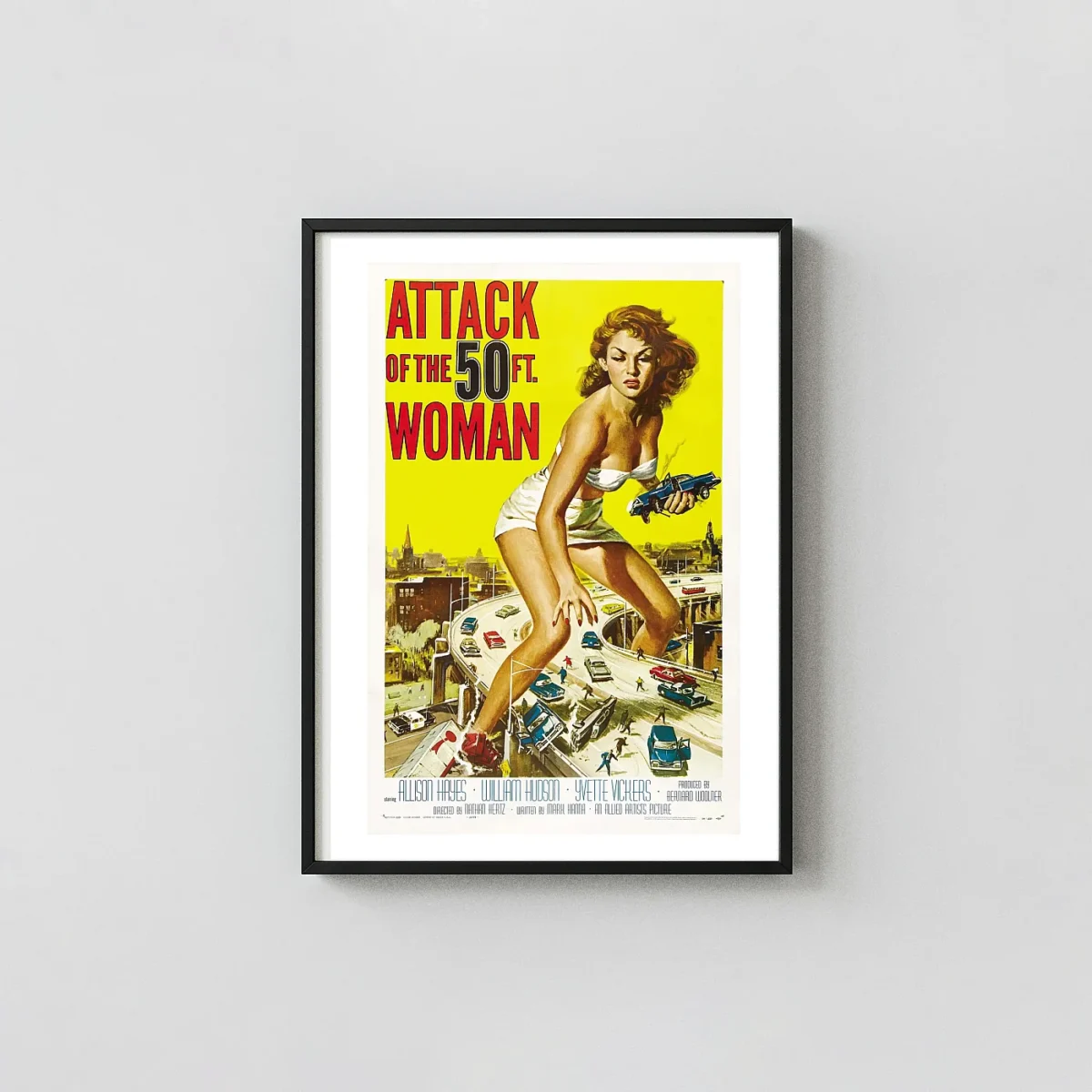 Attack of the 50 Foot Woman | Movie Poster | Classic Vintage Sci-Fi Art Cult Classic Movies Posters xe2x80x93 Portrait Frame Wall Art Mockup | MerchFuse