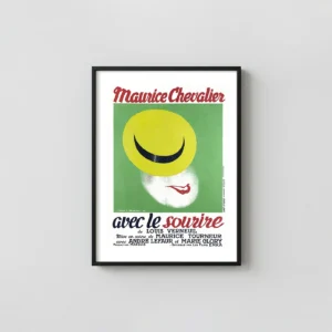 Avec le sourire (1936) | Movie Poster | Iconic Minimalist Smiley Design Minimalist Movie Poster xe2x80x93 Portrait Frame Wall Art Mockup | MerchFuse
