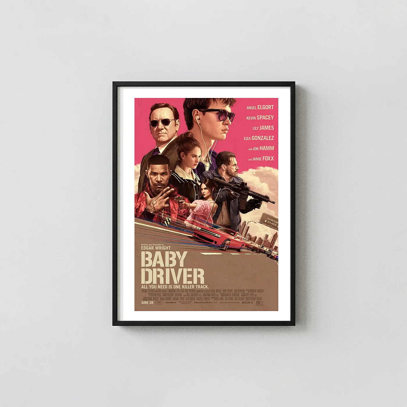 Baby Driver Movie Poster Iconic Cast Illustration - movie poster wall art print