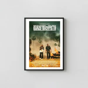 Bad Boys II | Movie Poster | Iconic Mike & Marcus Action Scene Action & Adventure Movie Posters xe2x80x93 Portrait Frame Wall Art Mockup | MerchFuse