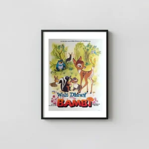 Bambi Walt Disney | Classic Movie Poster | French Vintage Animation and Anime Posters xe2x80x93 Portrait Frame Wall Art Mockup | MerchFuse