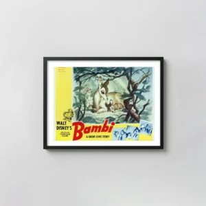 Bambi | Vintage Disney Movie Poster | 1942 Lobby Card Animation and Anime Posters xe2x80x93 Landscape Frame Wall Art Mockup | MerchFuse